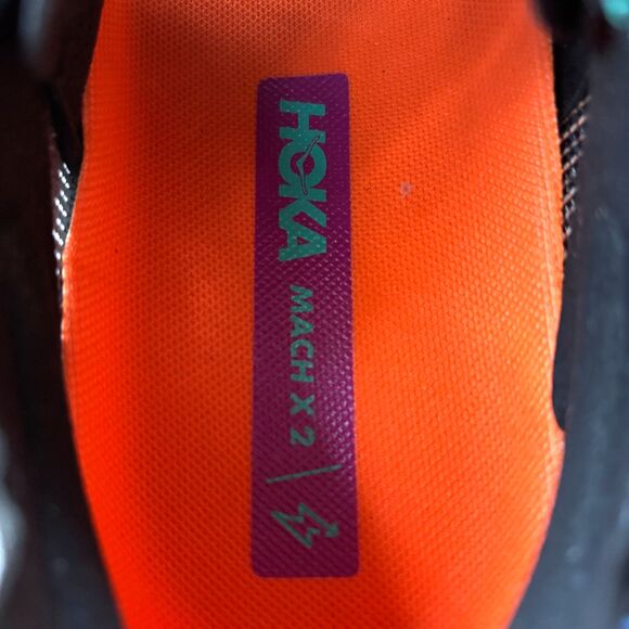 Hoka One One Women’s Size 8.5 D Wide Mach X 2 Black Electric Aqua 1162410 BCQ - Picture 9 of 10